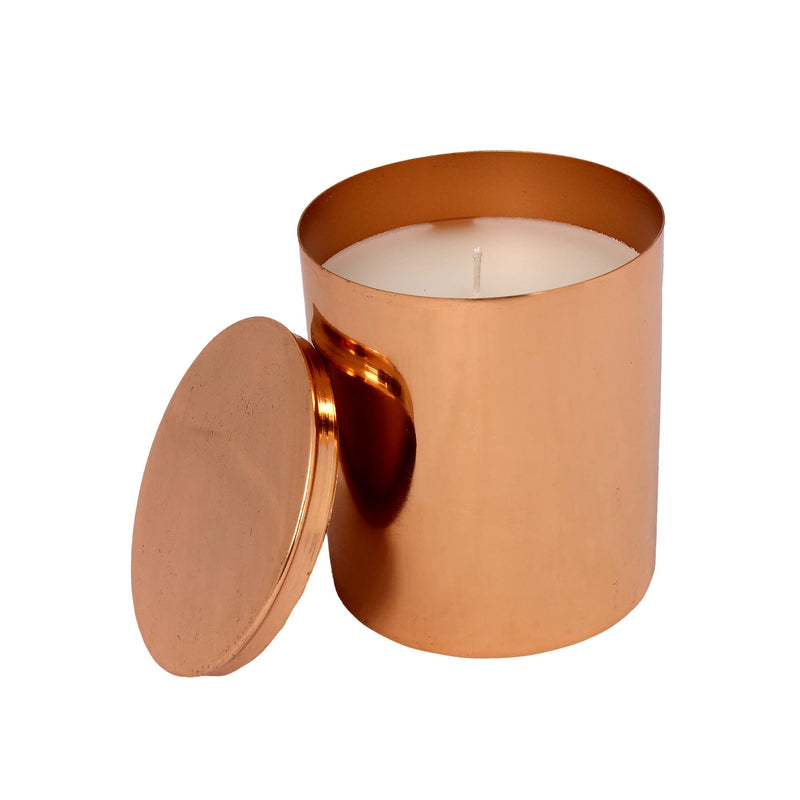 aarna Metal Collection Scented Candle Mild Steel with Plating for Home Décor & Bathroom Rose Gold