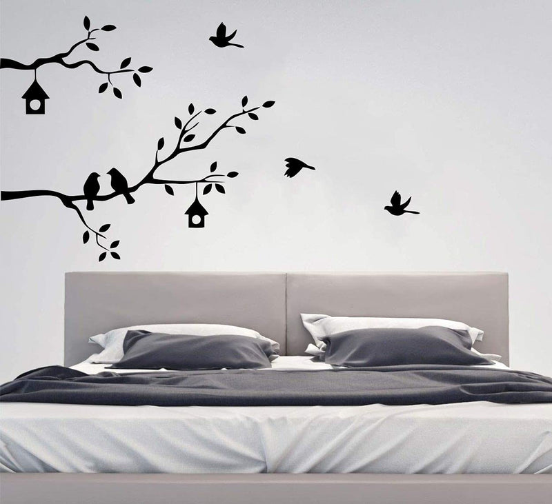 Asmi Collections Wall Stickers Birds Family on a Tree Branch