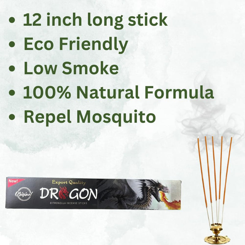 Village Premium Orignal Dragon Mosquito Repellent Incense Sticks (12 Packs 10 Piece Each) Chemical-Free, Eco-Friendly, 100% Natural, Soothing Herbal Aroma