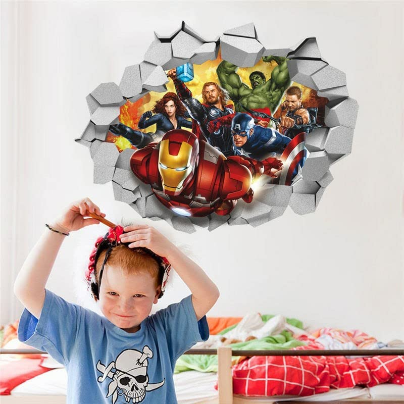 GADGETS WRAP Vinyl Wall Decal Sticker Super Heros Broken Hole