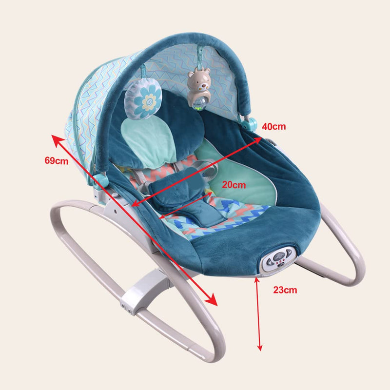 INFANTSO Baby Rocker Portable with Free Mosquito Net & Calming Vibrations & Musical Toy (02 Green)