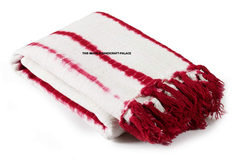 Ravaiyaa - Attitude is everything Handmade Luxury Soft Cotton Tie Dye Textured Throw Blanket Beautiful Home Decor Handloom AC Blanket 72"x52" (Red)