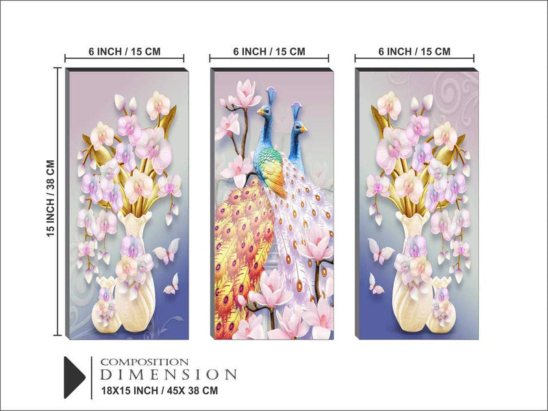 SAF 6MM MDF Board Couple Peacock Multi-Effect Design Painting 15 Inch X 18 Inch BANFJ95