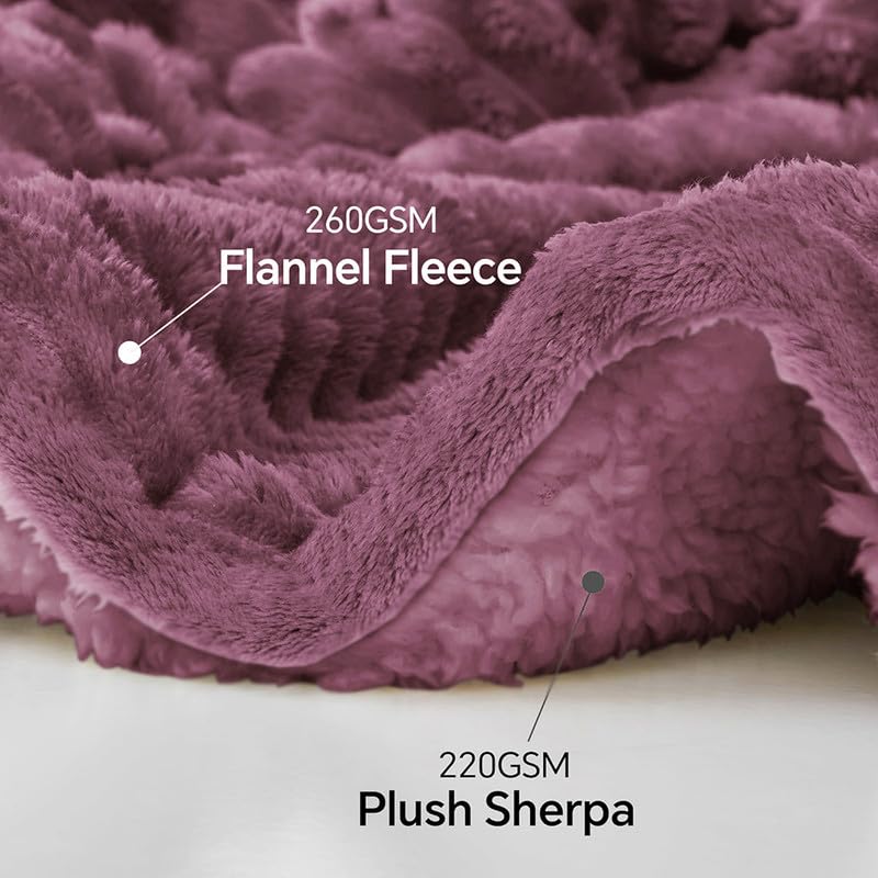 BSB HOME Pencil Pattern Flannel Fleece Sherpa Blanket – 220 x 230 cm, Soft, Plush, Fluffy Season/AC and Mild Winter Reversible Blanket - Double Bed (Color- Pink, Weight - 2.2 kg)