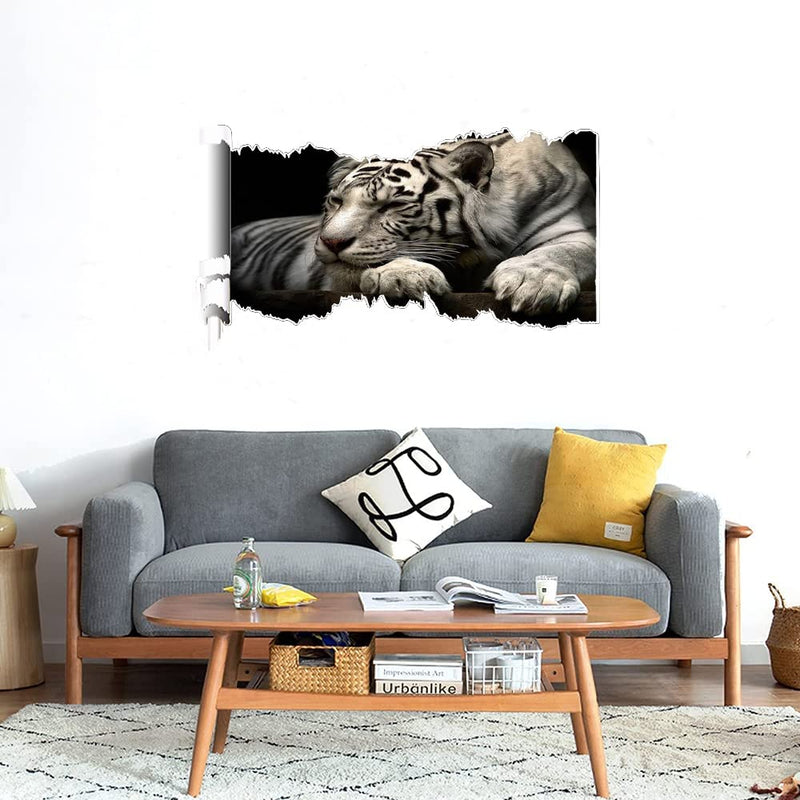 GADGETS WRAP Printed Wall Decal Sticker Scratched Paper Style Wall Decal (90cm x 50cm) - The White Tiger