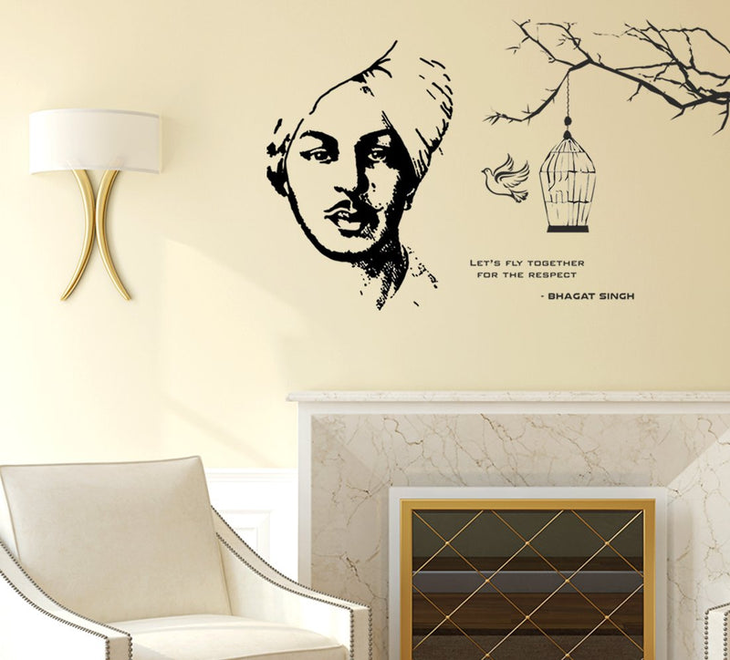 Wallstick 'Bhagat Singh' Wall Sticker (Vinyl, 49 cm x 4 cm x 4 cm)