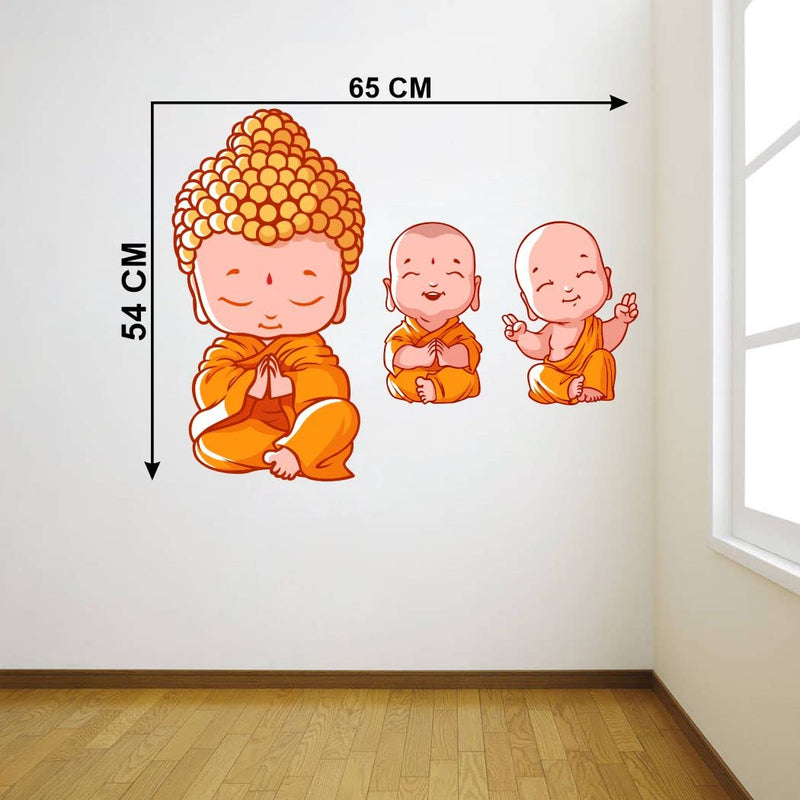 Delight Art Three Little Buddha Wall Sticker Size - (65 * 54) cm Model id - (DAMC00600L)