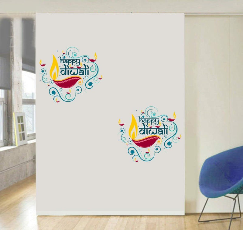 GADGETS WRAP Happy Diwali Wall Sticker & Decal (Vinyl,Size- 86 Cm X 38 Cm)