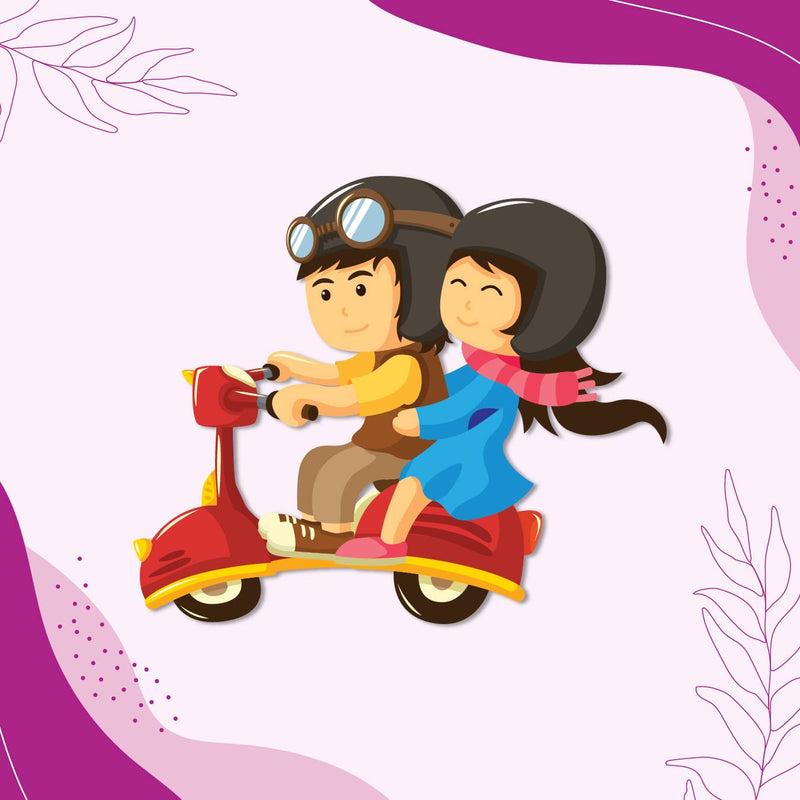 Bhai Please Couple Scooter Ride Wooden Fridge Magnet (Pack of 1) Valentine, Anniversary, Couple, Wedding And Love Gift And Decoration - Gift For Couple, Lovers, Him - Her, Men - Women