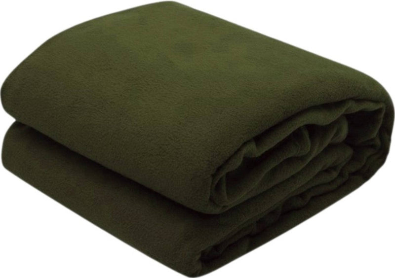 All Season Plain Polar Fleece Single Blanket (Green,Blue)