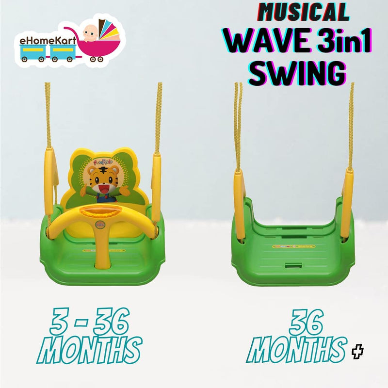 Ehomekart Wave Adjustable 3 in 1 Swing for Kids, Green