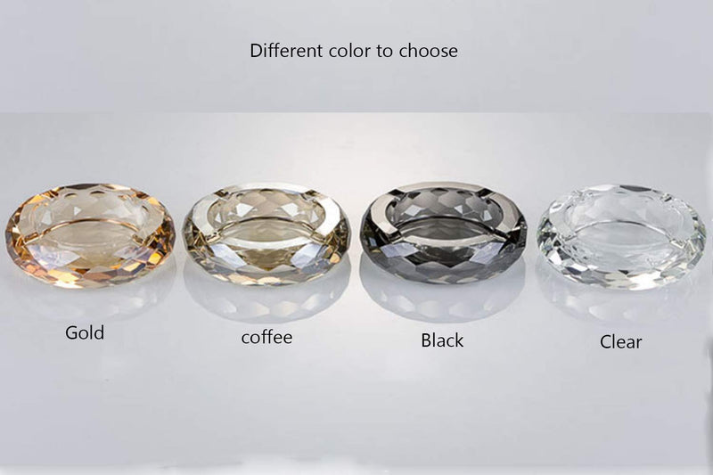 Crystal Glass Ashtray, Cigar Cigarettes Ashtray Holder Home Office Desktop Tabletop Decoration,Crystal Black