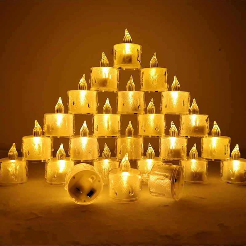 The Decor Affair 24 Pcs Flameless Electric Candles: Ignite The Flames of Imagination with Flickering Tea Lights That Emulate Authentic Candlelight, Ideal for Crafting Exceptional