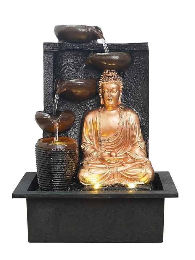 4-Step Lighten Buddha Water Fountain for Meditation and Home Decor