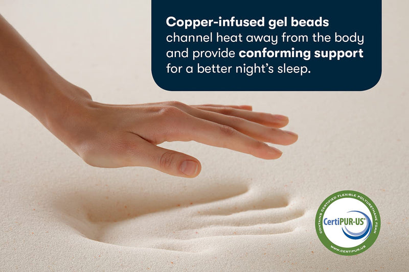 Serta CopperGel Memory Foam Mattress Topper, Full, Copper