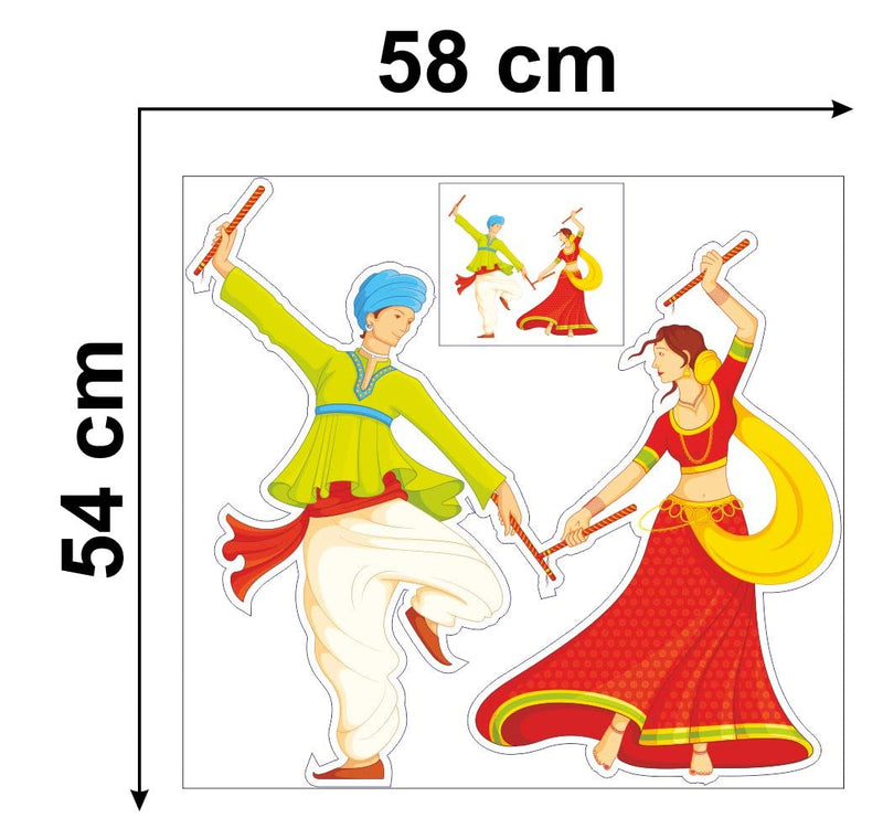 Delight Art Garba (Navratri dandiya) Design Wall Sticker Size - (57 * 53) cm Model id - (DAMC00634L)