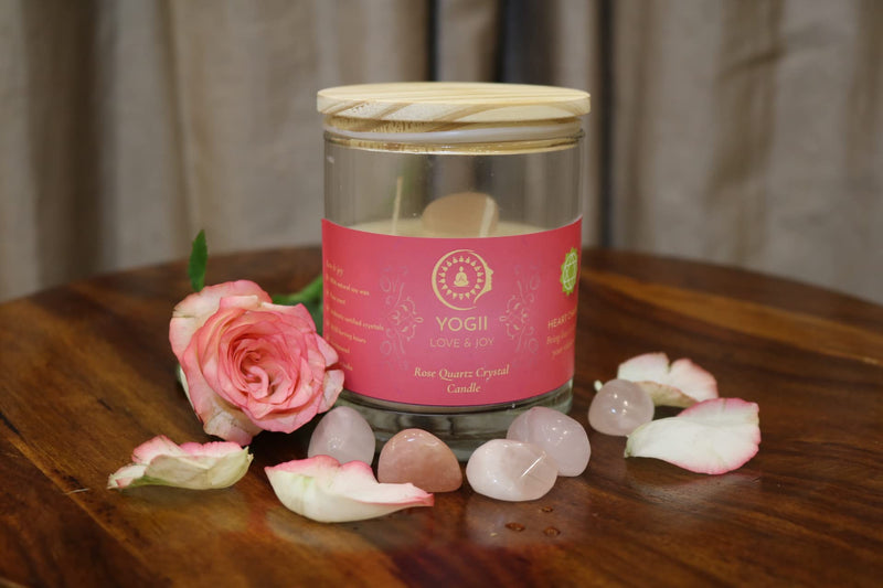 Yogii Aroma Soy Wax Rose Quartz Candles, Balances Heart Chakra