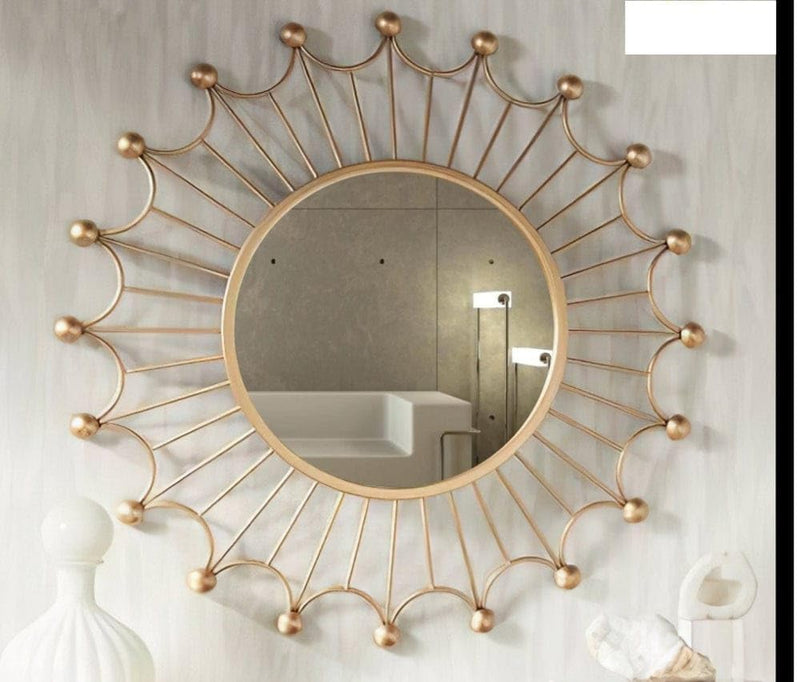 Urban Craft Alloy Steel Gold Framed Round Wall Mirror for Bathroom, Living Room, Bedroom, Dining Room, Hallway, Entryway, Pack of 161 cm/24 Inch,