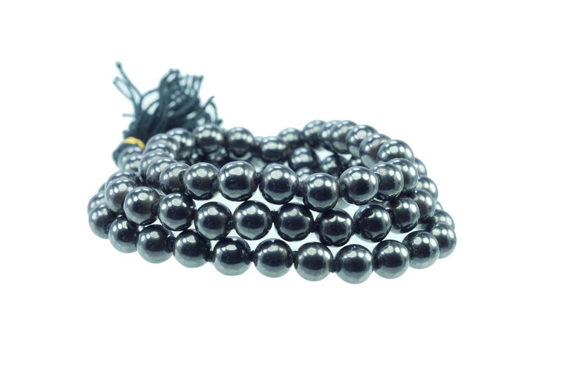 SS Gems And Rudraksha Non-Precious Metal Round Shape Magnet Mala for Unisex (Black)