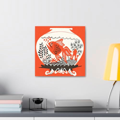 GADGETS WRAP Canvas Gallery Wrap Framed for Home Office Studio Living Room Decoration (10x10inch) - Goldfish Bowl