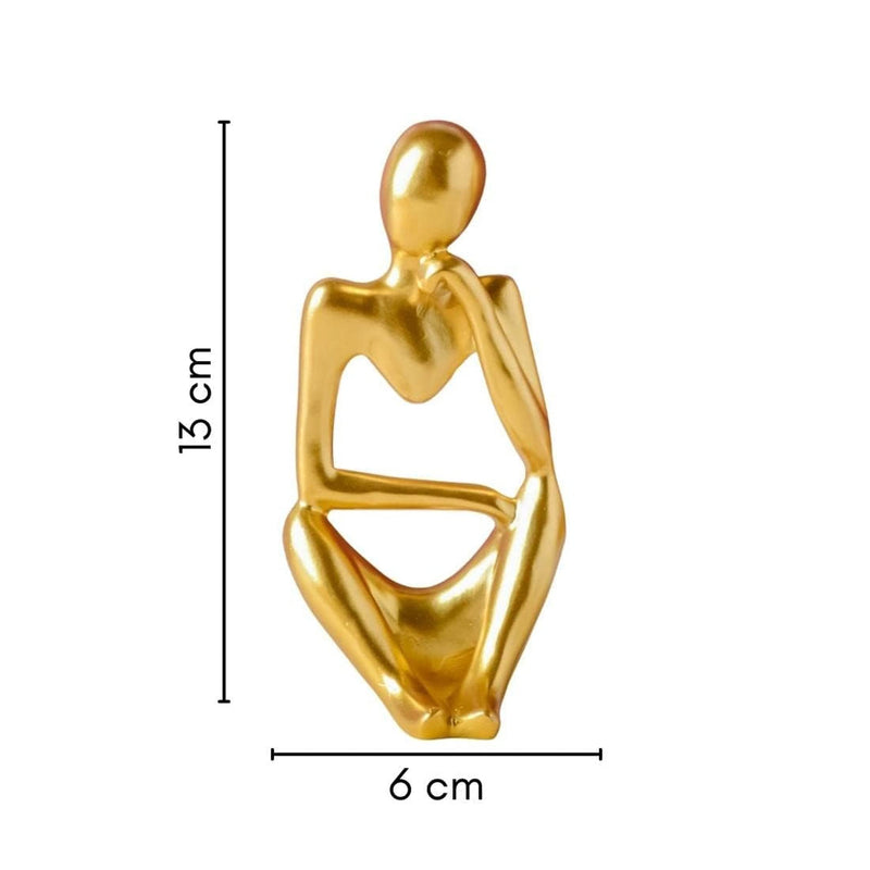 TIED RIBBONS Resin Decorative Abstract Thinker Men Statue Set Of 3 Modern Art Showpiece Sculpture (Gold, 13 Cm X 6 Cm) Decoration Items For Home Decor Living Room Bedroom Bookshelf Table Office