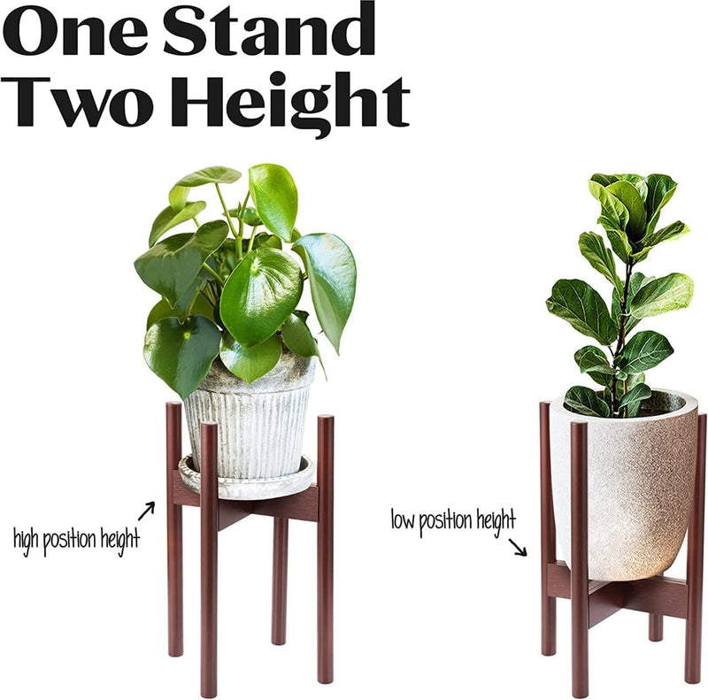 Garden Art Adjustable Wooden Bamboo Plant Pot Stand For Indoor Outdoor Plants| Full Adjustable, Holds 8 To 12 Inch Planter Pots for Plants and Flowers (Pot Not Included) (Wood Walnut Colour)