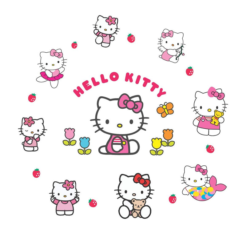 Wallzone Hello Kitty Printed Vinyl Wall Sticker for Kids Room/Bedroom/Dining Hall| Wall Sticker for Home Decor (Medium, 70 cm x 70 cm)