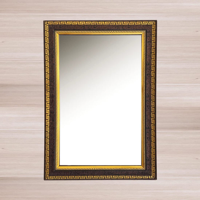 AG CRAFTS Bathroom Mirror for Glass with Frame, Golden Brown Wood Frame Hanging Bathroom Mirror Size 16x20