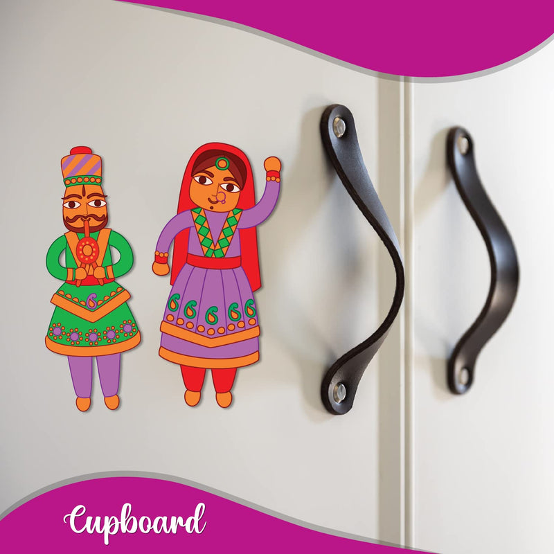 Bhai Please Rajasthani Couple Wooden Fridge Magnet