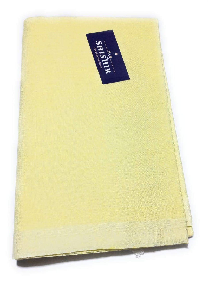 SHISHIR Bhagalpuri Silky Soft Lemon Yellow Solid Cotton Chadar for Travelling/Midwinters/Summer/Rainy Single Size Odhne Wali Topsheet