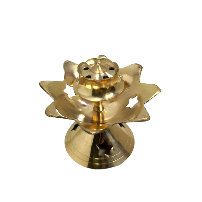 Brass Agarbatti Stand, Brass Incense Stick Holder, Pooja Items agarbatti Stand, 5 Holes (Gold) (Pack of 1)