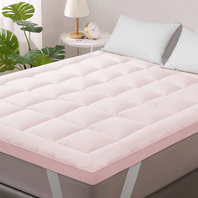 Jaipur Linen 800GSM Hollow Fibre Mattress Padding/Topper Pink Single Bed-36 Inch X 78 Inch