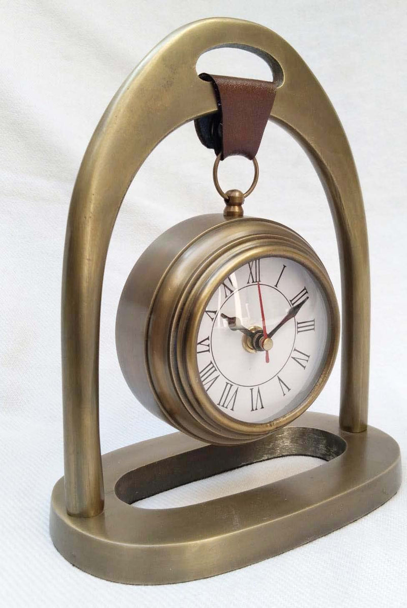 V R Brass Antique Table Clock for Computer Table, Study Table, Office Table & Home Decor Item 8.5" inch(Approx)