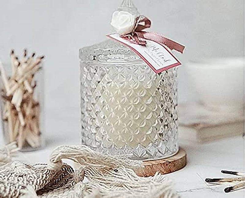 The Candle Nest Scented Glass Jar Candle Soy Wax Blended with Rose Fragrance Oil for Gifting, Home Decoration, Birthday, Bedroom (Rose, Crystal Jar Candle) Pack of 1