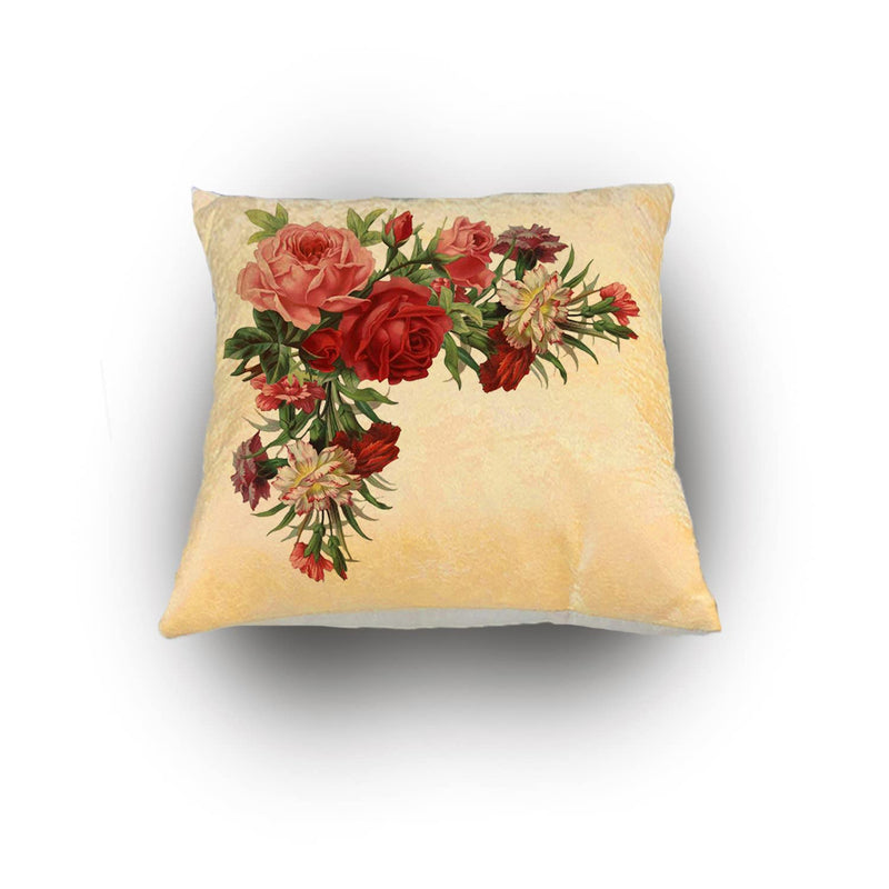 AWANI TRENDS Cushion Cover | Sofa Cushion Cover | Sofa, Living Room, Office Diwali Decoration | Flower Printed Sparkle Velvet Sofa Cushion Cover (16x16 inch, Pack of 5) - Cream Color,100 Threadcount