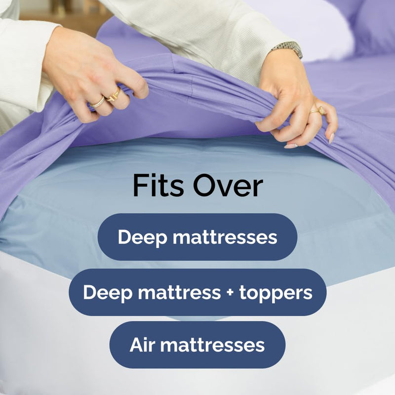 Extra Deep Pocket King Sheets - 4 Piece Breathable & Cooling Bed Sheets - Hotel Luxury Bed Sheet Set - Soft, Wrinkle Free & Comfy - Easily Fits Extra Deep Mattresses - Deep Pocket Lavender Sheets Set