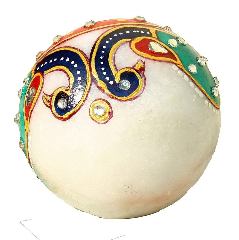 R&M RM Marble Round Table Clock | Traditional Decor Clock| Rajasthani| Minakari Work Clock for Home Decoration Festive Season Gift Christmas New Year Gift