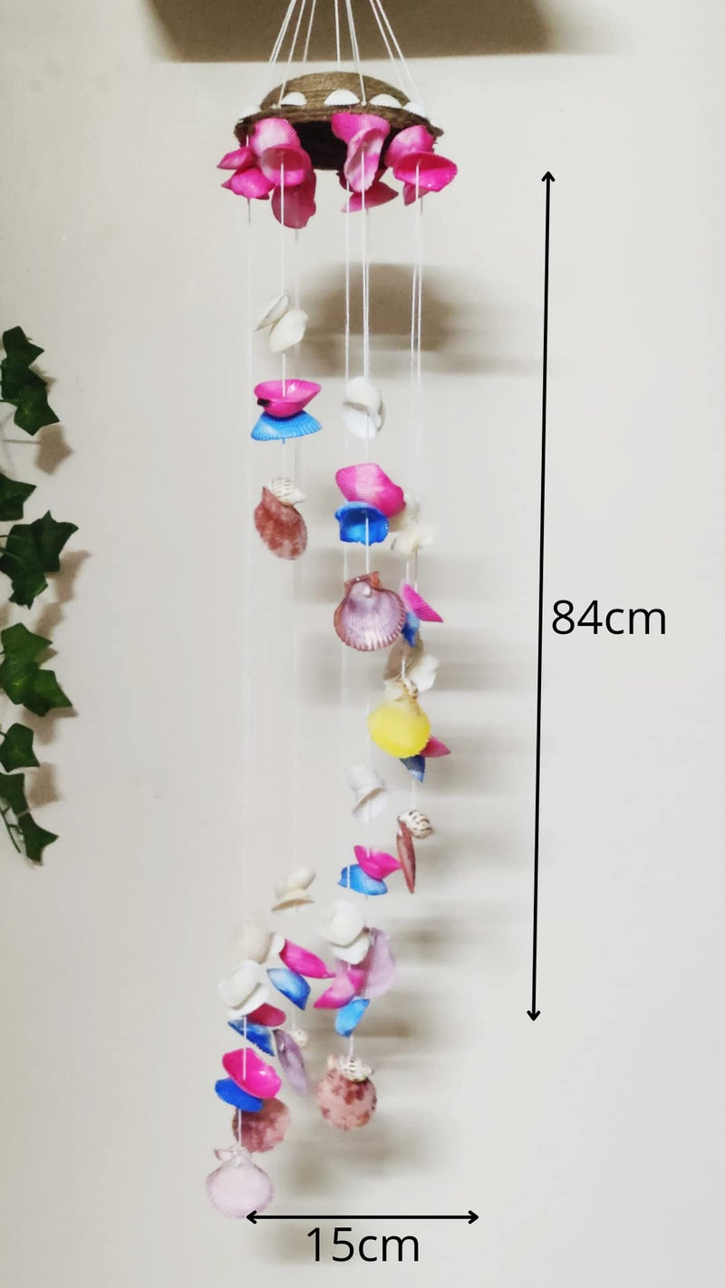 Shellkrafts Beautiful Unique Artificial Sea Shell Wind Chime for Home Positive Energy, Hanging Wind Bell|Decorative Item (33inch Height, 6inch Width)