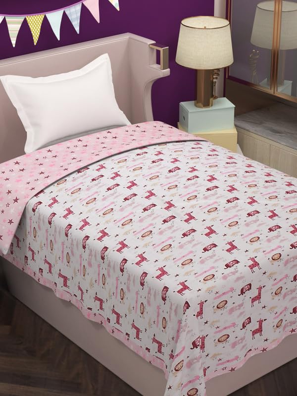 Florida Bestie Cambric Reversible Dohar Topsheet for Single Bed Made for All Season Blanket Throws with Animal Print