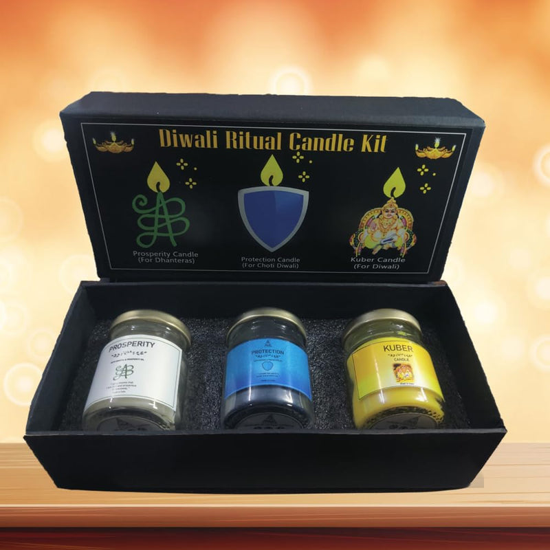 Anshil Diwali Ritual Candle Kit Hamper | Set of 3 Candle – Prosperity Candle| Protection Candle| Kuber Candle Burning Time 10-12 Hours[GET Free Surprise Gift with Every Order]