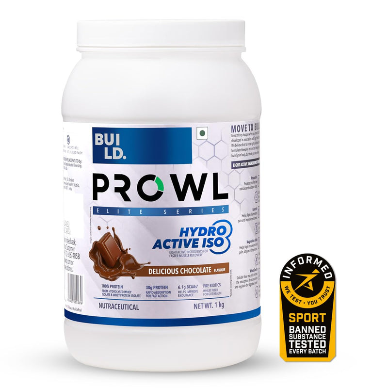 BUILD. Prowl Elite Series Hydro Active ISO 8 -Delicious Chocolate (1kg) | Informed Sport Certified | Optimize Hydration and Performance