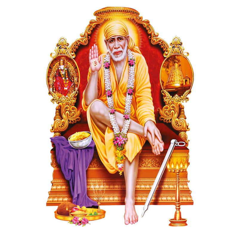 Masstone PVC Vinyl Shirdi Sai Baba Wall Sticker, 39x56 CM - Pack of 1