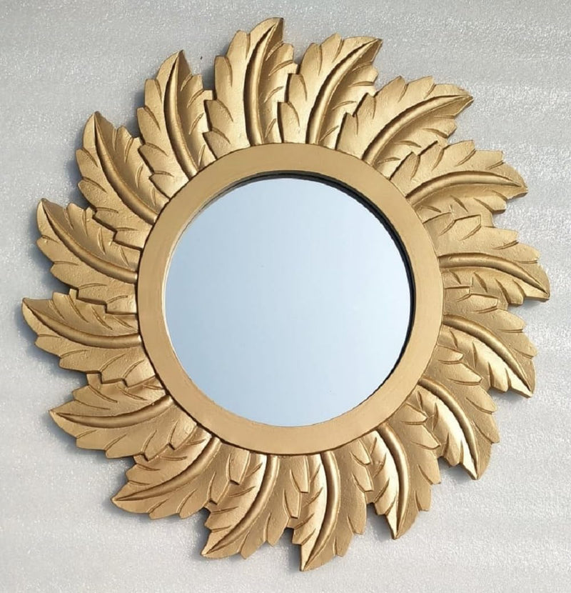 Vas Collection MDF Mirror Frame for Wall Decor,Bedroom,Living Room,Bathroom & Hallway (Gold)