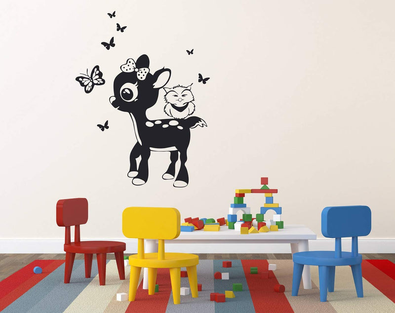 Tuffuk Deer Large Vinyl Wallstickers for Home Decorations(60 cm x 80 cm)4TZ155