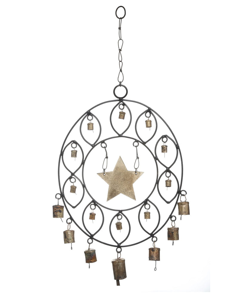 Store Indya Star in A Circle W / 17 with Bells Window Wall Tree Hanging