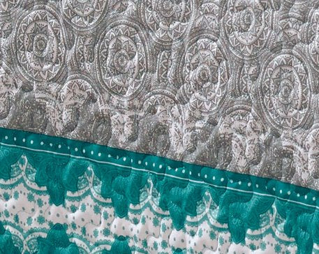 Fancy Collection 7 Pc Queen Over Size Quilted Bedspread with Matching Sheet Set Aqua Turquoise Coastal Plain/Gray Green White Elegant Design