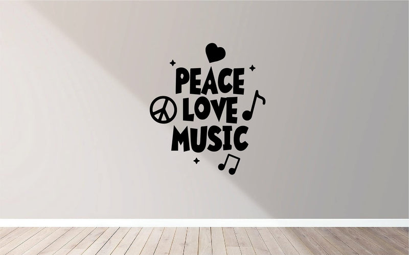 VVWV Peace Love Music Connects Quotes Wall Stickers Kids Bedroom Living Room Home Restaurant Wall Decoration L X H 55 X 62 Cms