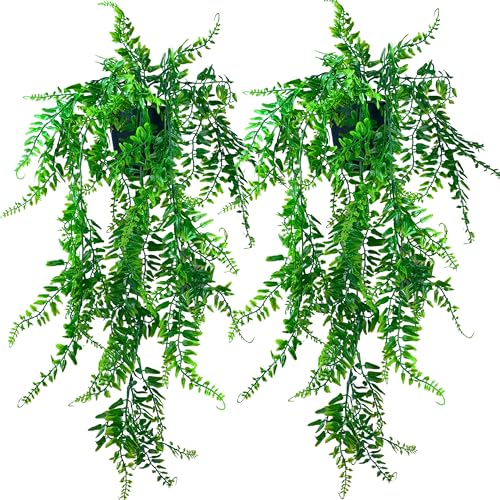 Tdas Plastic Artificial Plants With Pot Leaves Hanging Ivy Garlands Plant Greenery Vine Creeper Home Decor Door Wall Balcony Decoration Party Festival Craft (2 Pcs Design6)