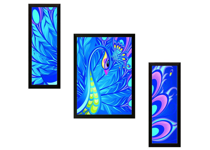 SAF paintings UV Textured Peacock Modern Art Multi-Effect Framed Painting 22.5 inch X 13.5 inch AANFSA9129