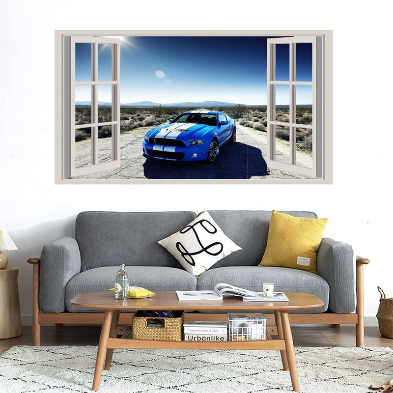 GADGETS WRAP Printed Wall Decal Sticker Fake Window Style Decal (90cm x 50cm) - Mustang